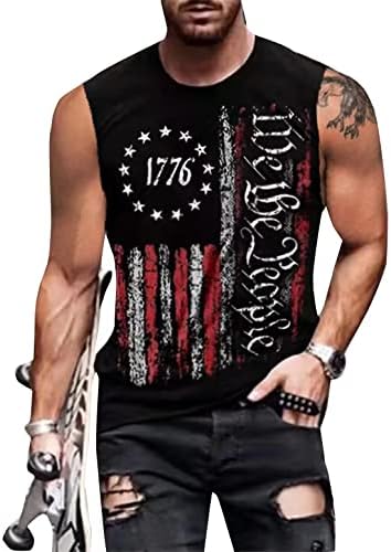 Heralady 4 de julho Camisas Muscle Tank Top 1776 Mangueira de ginástica gráfica sem mangas Camisa de bandeira americana