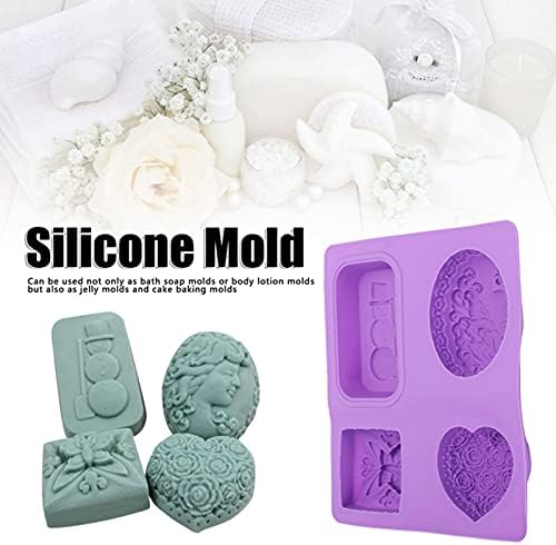 Vtosen 2pcs molde de sabão, 4 grades retângulo de silicone diy molde, diferentes moldes de sabão de silicone para fabricação
