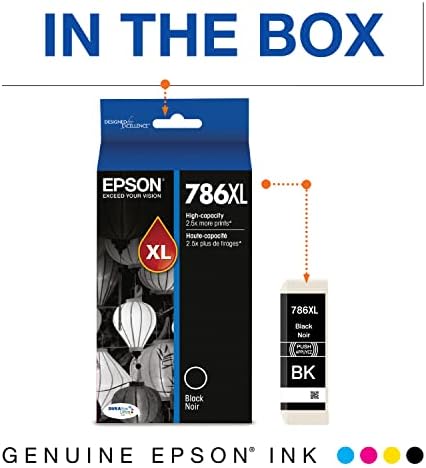 Epson T786 Durabrite Ultra Ink Cartucho preto de alta capacidade para impressoras de força de trabalho Epson selecionadas