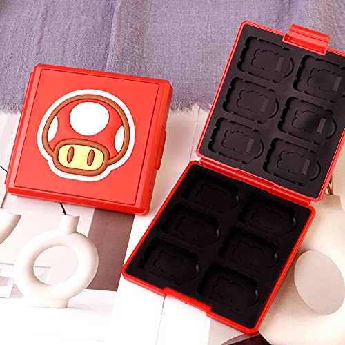 Caixa de armazenamento de estojo para cartas de jogo da ufopetie para cartas de jogo mario Jogos de até 12 jogos, para Nintendo Switch Game Game Case Cube para Nintendo Switch Game Storage Box Mario Mushroom