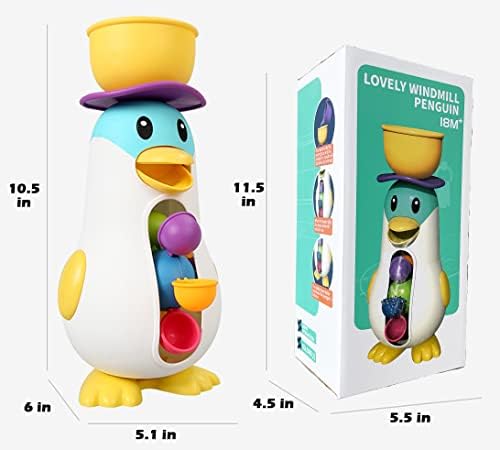 Brinquedos de banho Tukalook para crianças de 1 a 3 anos de idade, brinquedos de banheira de pinguins coloridos com