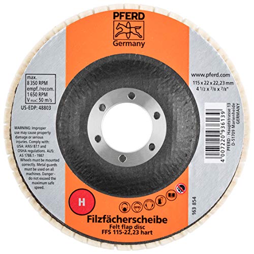 5/PK PFERD 48803 DISCO DE FLAP FELL 4-1/2 polegadas x 7/8 polegadas Médio