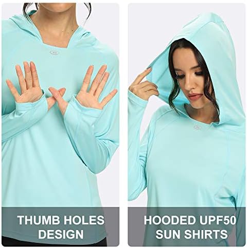 M MAROAUT MULHERES UPF 50+ UV Sun Protection Capuz de manga longa Camisetas de caminhada leve guarda -precipitação