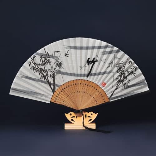 Xialon 1pc 22cm de estilo chinês de algodão Fã de bambu antigo estilo bambu dobrável estilo retro clássico de bambu clássico estilo