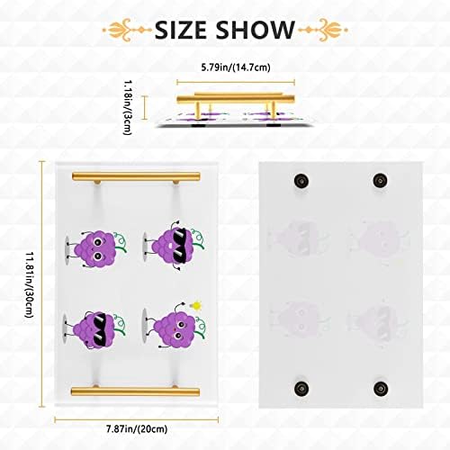Bandeja de bandeja decorativa de banheiro de acrílico de Dallonan com alças de ouro para o desenho animado de frutas de