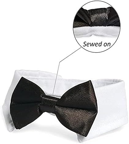 Colar de smoking de gato, gravata borboleta de cão preto Koolmox com colarinho de terno ajustável artesanal, colar de smoking
