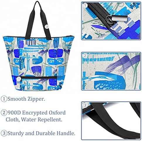 TBOUOBT Bolsa de bolsa mais fria isolada para lancheiras reutilizáveis, bolsas para piquenique para natação ao ar livre, camping, praia, viagem, abstrato de arte de padrão irregular roxo azul