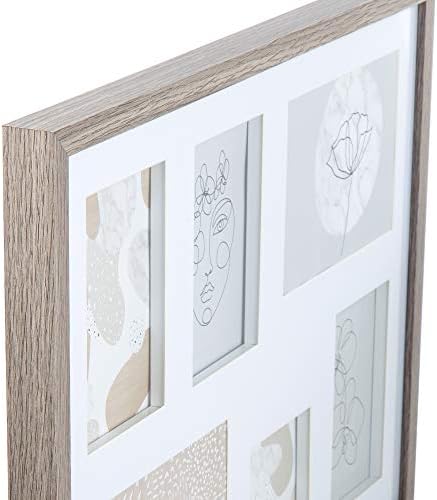 Truu design retangular, 19 x 14,5 polegadas, quadro de imagem de colagem de madeira bege de madeira
