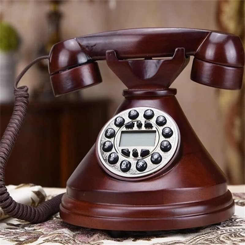 Lepsjgc antiguidade com moda retro de madeira sólida fixa telefone fixo antigo telefone/redial/meta-livre/iluminação de backlit ID
