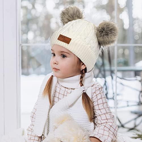 Zando Baby Beanie Girls Hats Infant Double Pom Pom Beanie Kid Inverno Capéu fofo Capinho da criança Knit Feianos quentes para meninos