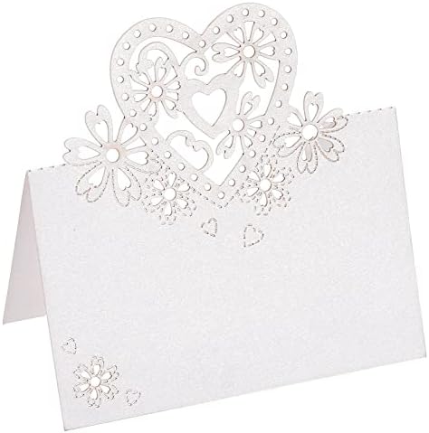 Patikil Table Nome Placs Cards, 50pcs favorece a decoração CARTO DE CORTE DE CORAÇÃO DE CORAÇÃO HOLO