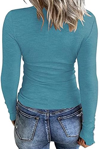 RMXEI Feminino de manga longa camisetas casuais Button Down Bloups