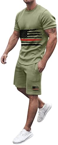 Molho casual de verão para homens Patriótico de verão 4 de julho Camista de manga curta e cuecas roupas de trilhas