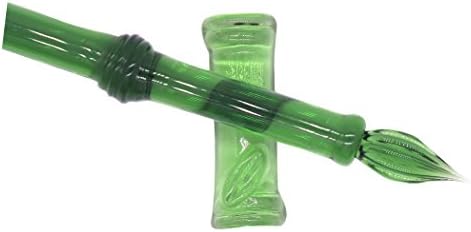 Gullor Glass Dip caneta de bambu forma de vidro feito de vidro de vidro caneta de cristal de cristal caneta caneta de caneta, verde