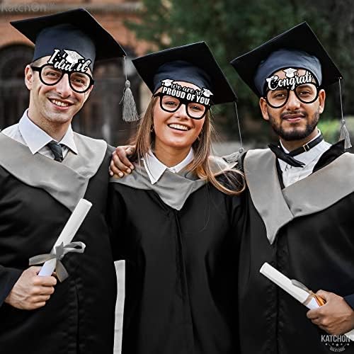 Katchon, óculos de formatura GLITTER 2023 - pacote de 12 | Photo Booth Props 2023 de graduação para decorações de graduação em prata