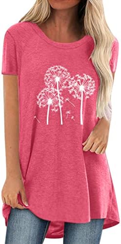 CGGMVCG Tops de verão para mulheres femininas Round Round Fashion Fashion Impressão de manga curta Camista Top Blusa Tshirts femininos