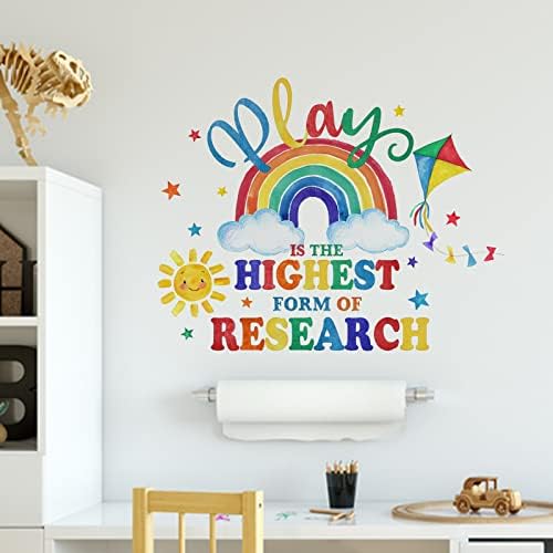 Mfault Kids Rainbow Quote Decalques de parede de parede adesivos, aquarela brincar de sinal de menino meninas decoração de