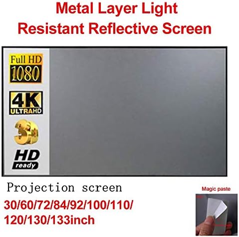 XXXDXDP 4: 3 Projector portátil Screen Camada de metal resistente a luz Home filme Reflexivo Tela dobrável Tela do projeto 60-100 polegadas