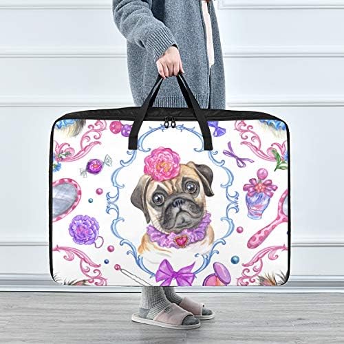 N/ A Bolsa de armazenamento de grande capacidade de N/ A Meninas de cães de aquarela de animais de aquarela de colcha