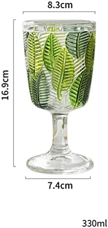 Genigw com textura de folha em relevo de vidro de vidro de vidro cálice alívio do cálice vintage xícara verde bebida bebedeira de festas
