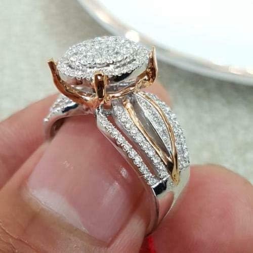 Jóias Aura requintada 925 Silver White Topaz Ring Ring Women Wedding Jewelry Tamanho 5-10