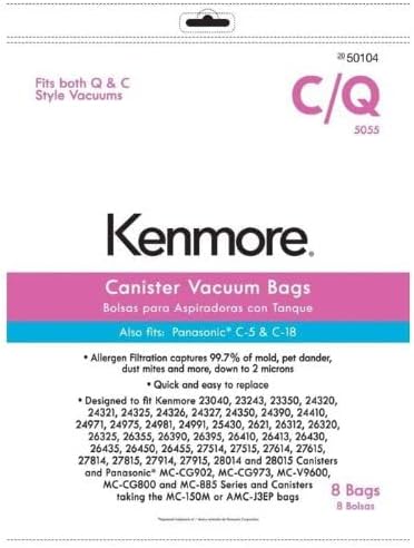 Kenmore Vacuum Bag 50104, Tipo C e Q, 8-Pack Genuine Original Equipment Fabrica