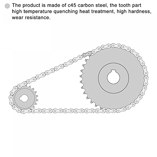 UXCELL 25 Rollo de dente Tipo B, 25 cadeia, fita única de 1/4 , 20mm de óxido preto C45 aço com parafusos de ajuste