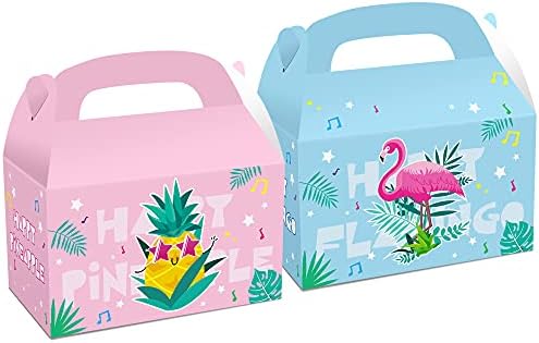 12pcs Hawaii Party Sacos, sacos de presente flamingo, sacolas de papel de verão, sacolas de favor de abacaxi