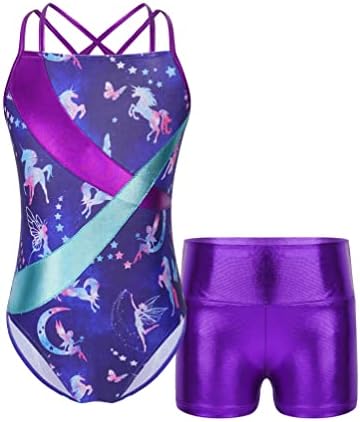 INHZOY BALLET LEARTARD PARA MENINAS Ginástica Leotard com shorts ativos Desenvolvimento de dança Tank Unitards Suit