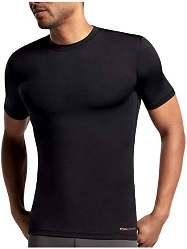 Tommie Copper Men's Core Compressão de manga curta Camisa de pescoço | UPF 50, camada base respirável para esportes, academia