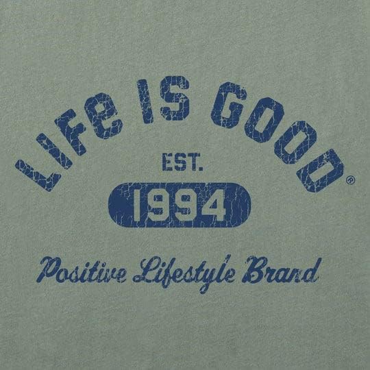 A vida é boa. Tee de estilo de vida positivo masculino SS, Moss Green, XXX-Large