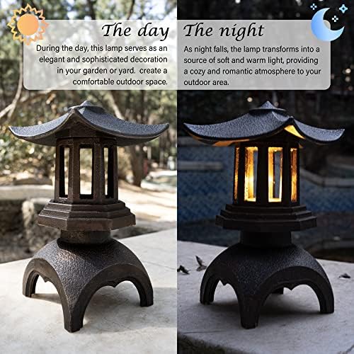 Sonorphine retro ferro lâmpada de lâmpada estátua de jardim japonês decoração de jardim ao ar livre lanterna de jardim de jardim liderado