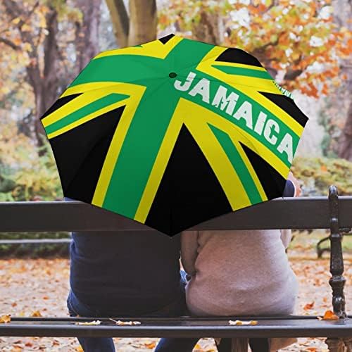 Jamaica Jamaican Kingdom Flag Umbrella 3 Folds Automome Aberta Close Anti -V Umbrella Portable à prova de vento guarda-chuvas