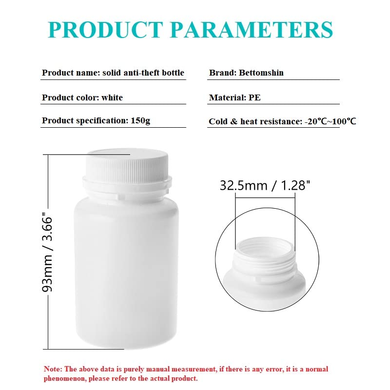 Bettomshin 20pcs 150g PE Garrafas de plástico, garrafas de laboratório de boca larga, garrafa de armazenamento de amostra de