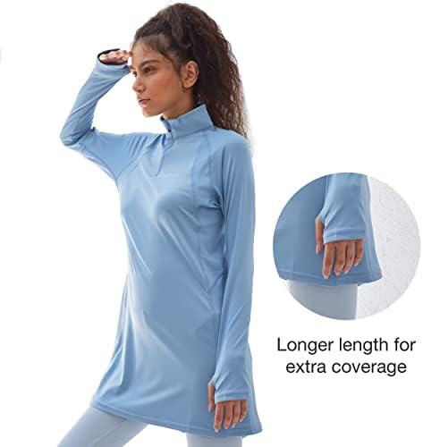 Tops de manga longa para mulheres de sorvete - Leve Mulheres UPF 50+ Camisetas SPF para mulheres de manga longa 1/4 Pullover