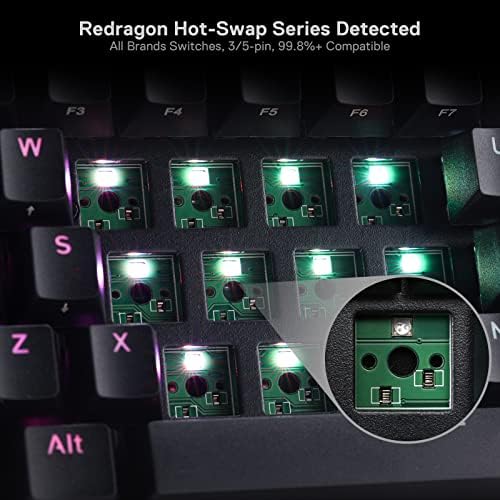 Redragon K530 Pro Draconic 60% Teclado mecânico RGB sem fio, Bluetooth/2,4 GHz/Modo de 3 modelos com fio 61 teclado compacto