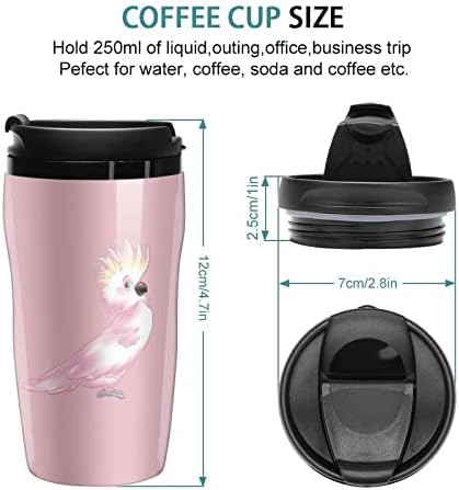 Xícara de café com panela cacatua rosa com caneca de deslocamento de viagem com isolamento de tampa para bebidas 250ml