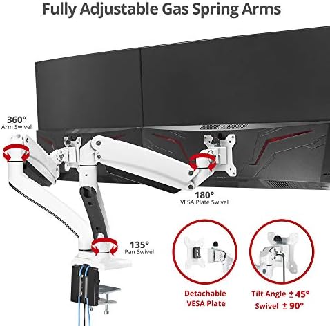 Montagem da mesa do monitor duplo Siig, 17 a 35, USB 3.0 e portas de extensão de áudio, se encaixa em dois monitores planos/curvos,