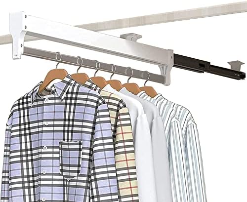 Rail de roupas extensíveis com 2 pista deslizante, retirar o rack de roupas de guarda -roupa do armário, rack de organizador