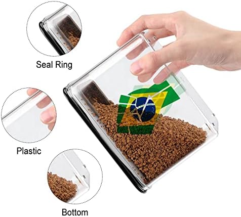 A bandeira do Brasil resiste à caixa de armazenamento de plástico recipientes de armazenamento de alimentos com tampas de arroz balde selado para organização de cozinha