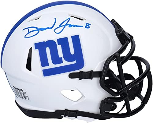 Daniel Jones New York Giants autografados Riddell Lunar Eclipse Mini Capacete de velocidade alternativa - Mini capacetes autografados da NFL