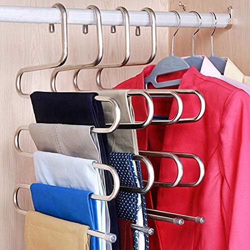 Knokr Standard Hangers, 5 camadas de roupas de aço inoxidável cabides de forma Shapes cabide de armazenamento Rack