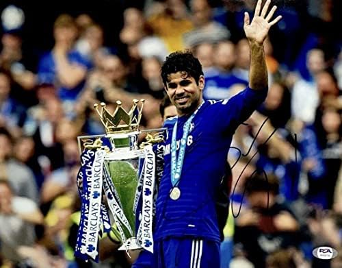 Diego Costa assinou 11x14 Photo PSA AH69730 Soccer Chelsea - Fotos de futebol autografadas