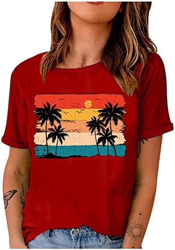 Sunset Coconut Trees Tshirt Women Camping Camise