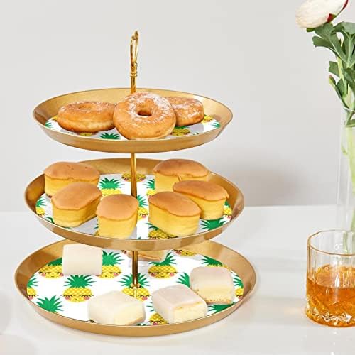 Lyetny 3 Sobessert Stand Stand Gold Cupcake Pastral Stand para Tea Party, Casamento e Aniversário