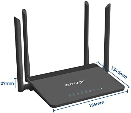 Stavix AC1200 1200Mbps Banda dupla Router sem fio Gigabit poderoso dispositivo Wi -Fi inteligente de alta velocidade |