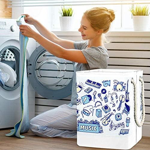 Indicultura de instrumentos azuis 300d Oxford PVC Roupas impermeáveis ​​cestas de lavanderia grande para cobertores Toys de roupas no quarto
