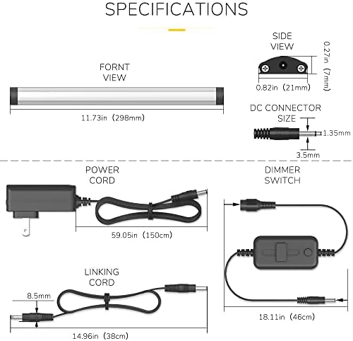 GetinLight LED sob o kit de iluminação do gabinete, sob o balcão da cozinha, plug-in, diminuição, ETL listado, design ultra fino,