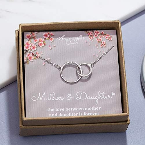 Colar da mãe filha, Sterling Silver 2 Circle Infinity Colar para Mamã