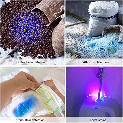 Lanternas UV de tacateagle 365nm luz UV preta com lente óptica de filtro preto para detecção de mancha de urina para animais de